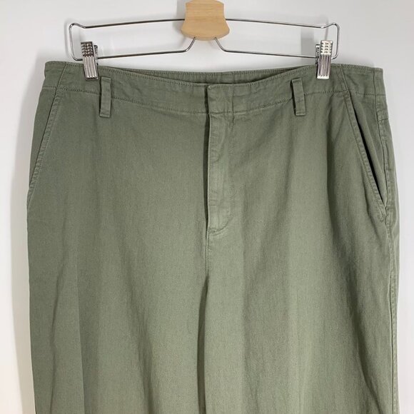 Gap Women's Loose Khaki Wide Leg Cropped Flat Front Chinos Size 16P - Picture 4 of 14
